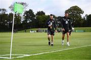 4 September 2019; Jack Byrne and Conor Hourihane, right, during a Republic of Ireland training session at the FAI National Training Centre in Abbotstown, Dublin. Photo by Stephen McCarthy/Sportsfile