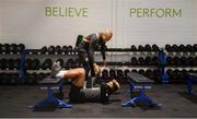 4 September 2019; Callum Robinson and Darren Randolph, left, during a Republic of Ireland gym session at the FAI National Training Centre in Abbotstown, Dublin. Photo by Stephen McCarthy/Sportsfile