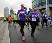 4 September 2019; Alice Orange and Enya O'Connor from Grant Thornton comepting in the Grant Thornton Corporate 5K Team Challenge - Dublin Docklands 2019 at the Docklands in Dublin. Photo by Matt Browne/Sportsfile