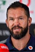 5 September 2019; Defence coach Andy Farrell during an Ireland Rugby press conference at Carton House in Maynooth, Kildare. Photo by Brendan Moran/Sportsfile