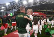 5 September 2019; James McClean of Republic of Ireland and his son Junior James McClean prior to the UEFA EURO2020 Qualifier Group D match between Republic of Ireland and Switzerland at Aviva Stadium, Dublin. Photo by Stephen McCarthy/Sportsfile