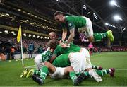 5 September 2019; Republic of Ireland players celebrate after David McGoldrick scored their side's first goal during the UEFA EURO2020 Qualifier Group D match between Republic of Ireland and Switzerland at Aviva Stadium, Dublin. Photo by Stephen McCarthy/Sportsfile