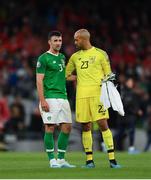 5 September 2019; Darren Randolph, right, and Enda Stevens of Republic of Ireland following the UEFA EURO2020 Qualifier Group D match between Republic of Ireland and Switzerland at Aviva Stadium, Lansdowne Road in Dublin. Photo by Seb Daly/Sportsfile