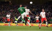 5 September 2019; David McGoldrick of Republic of Ireland heads to score his side's first goal during the UEFA EURO2020 Qualifier Group D match between Republic of Ireland and Switzerland at Aviva Stadium, Dublin. Photo by Stephen McCarthy/Sportsfile