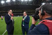5 September 2019; Former Republic of Ireland goalkeeper David Forde is interviewed by Daniel Kelly of the FAI during the UEFA EURO2020 Qualifier Group D match between Republic of Ireland and Switzerland at Aviva Stadium, Lansdowne Road in Dublin. Photo by Stephen McCarthy/Sportsfile