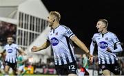 6 September 2019; Georgie Kelly, centre, of Dundalk celebrates after scoring his side's first goal during the SSE Airtricity League Premier Division match between Dundalk and Cork City at Oriel Park in Dundalk, Co. Louth. Photo by Ben McShane/Sportsfile
