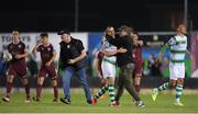 6 September 2019;Sean Kavanagh of Shamrock Rovers celebrates with supporters after team-mate Lee Grace scores his side's second goal during the Extra.ie FAI Cup Quarter-Final match between Galway United and Shamrock Rovers at Eamonn Deacy Park in Galway. Photo by Eóin Noonan/Sportsfile