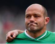 7 September 2019; An emotional Rory Best of Ireland during the national anthems prior to the Guinness Summer Series match between Ireland and Wales at Aviva Stadium in Dublin.Photo by Brendan Moran/Sportsfile