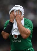 7 September 2019; Rory Best of Ireland wipes his face with a towel before throwing a lineout during the Guinness Summer Series match between Ireland and Wales at the Aviva Stadium in Dublin. Photo by Ramsey Cardy/Sportsfile
