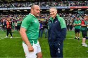 7 September 2019; Ireland captain Rory Best, left, and head coach Joe Schmidt after the Guinness Summer Series match between Ireland and Wales at Aviva Stadium in Dublin. Photo by Brendan Moran/Sportsfile