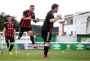 7 September 2019; Bohemians players, from left, Patrick Hickey, Stefan Balog and Donal Bligh celebrate after winning the Megazyme Amputee Football League Cup Finals at Carlisle Grounds in Bray, Co Wicklow. Photo by Stephen McCarthy/Sportsfile