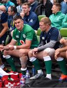 7 September 2019; Jonathan Sexton, left, and Keith Earls of Ireland sit on the bench during the Guinness Summer Series match between Ireland and Wales at Aviva Stadium in Dublin. Photo by Brendan Moran/Sportsfile