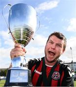 7 September 2019; Donal Bligh of Bohemians celebrates following the Megazyme Amputee Football League Cup Finals at Carlisle Grounds in Bray, Co Wicklow. Photo by Stephen McCarthy/Sportsfile