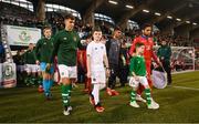 6 September 2019; Republic of Ireland captain Jayson Molumby leads his side out prior to the UEFA European U21 Championship Qualifier Group 1 match between Republic of Ireland and Armenia at Tallaght Stadium in Tallaght, Dublin. Photo by Stephen McCarthy/Sportsfile
