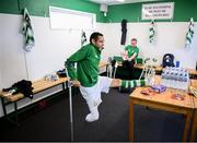 7 September 2019; Alan Wall of Shamrock Rovers stretches prior to the Megazyme Amputee Football League Cup Finals at Carlisle Grounds in Bray, Co Wicklow. Photo by Stephen McCarthy/Sportsfile