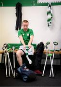 7 September 2019; Sean Furlong of Shamrock Rovers prepares for the Megazyme Amputee Football League Cup Finals at Carlisle Grounds in Bray, Co Wicklow. Photo by Stephen McCarthy/Sportsfile
