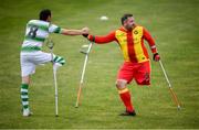 7 September 2019; Alan Wall of Shamrock Rovers and Leigh Gregory of Partick Thistle during the Megazyme Amputee Football League Cup Finals at Carlisle Grounds in Bray, Co Wicklow. Photo by Stephen McCarthy/Sportsfile