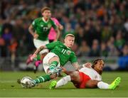 5 September 2019; James McClean of Republic of Ireland in action against Kevin Mbabu of Switzerland during the UEFA EURO2020 Qualifier Group D match between Republic of Ireland and Switzerland at Aviva Stadium, Lansdowne Road in Dublin. Photo by Seb Daly/Sportsfile