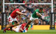 7 September 2019; Bundee Aki of Ireland during the Guinness Summer Series match between Ireland and Wales at the Aviva Stadium in Dublin. Photo by Ramsey Cardy/Sportsfile
