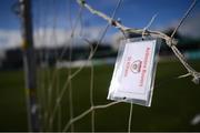 7 September 2019; An Ardmore Rovers tag is seen on the nets at the Carlisle Grounds during the Megazyme Amputee Football League Cup Finals at Carlisle Grounds in Bray, Co Wicklow. Photo by Stephen McCarthy/Sportsfile