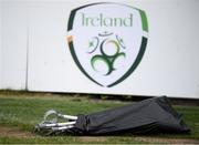 7 September 2019; Crutches are seen at the side of the pitch during the Megazyme Amputee Football League Cup Finals at Carlisle Grounds in Bray, Co Wicklow. Photo by Stephen McCarthy/Sportsfile