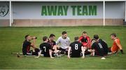 7 September 2019; Bohemians coach Ronan Croke speaks to his players during the Megazyme Amputee Football League Cup Finals at Carlisle Grounds in Bray, Co Wicklow. Photo by Stephen McCarthy/Sportsfile