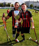 7 September 2019; Stefan Balog, left, and Neil Hoey of Bohemians celebrate following the Megazyme Amputee Football League Cup Finals at Carlisle Grounds in Bray, Co Wicklow. Photo by Stephen McCarthy/Sportsfile