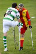 7 September 2019; Alan Wall of Shamrock Rovers and Brian Murray of Partick Thistle during the Megazyme Amputee Football League Cup Finals at Carlisle Grounds in Bray, Co Wicklow. Photo by Stephen McCarthy/Sportsfile