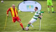 7 September 2019; Kevan O'Rourke of Shamrock Rovers and Gerry Mulheron of Partick Thistle during the Megazyme Amputee Football League Cup Finals at Carlisle Grounds in Bray, Co Wicklow. Photo by Stephen McCarthy/Sportsfile