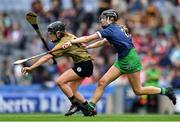 8 September 2019; Jessica Fitzell of Kerry in action against Kate Herbert of Limerick during the Liberty Insurance All-Ireland Premier Junior Camogie Championship Final match between Kerry and Limerick at Croke Park in Dublin. Photo by Piaras Ó Mídheach/Sportsfile