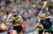 8 September 2019; Julianne O'Keeffe of Kerry in action against Aoife Coughlan of Limerick during the Liberty Insurance All-Ireland Premier Junior Camogie Championship Final match between Kerry and Limerick at Croke Park in Dublin. Photo by Piaras Ó Mídheach/Sportsfile