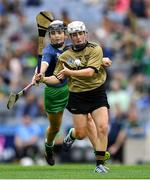 8 September 2019; Bríd Horan of Kerry in action against Yvonne Lee of Limerick during the Liberty Insurance All-Ireland Premier Junior Camogie Championship Final match between Kerry and Limerick at Croke Park in Dublin. Photo by Piaras Ó Mídheach/Sportsfile