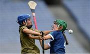 8 September 2019; Julianne O'Keeffe of Kerry in action against Eva Butler of Limerick during the Liberty Insurance All-Ireland Premier Junior Camogie Championship Final match between Kerry and Limerick at Croke Park in Dublin. Photo by Piaras Ó Mídheach/Sportsfile