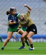 8 September 2019; Michelle Costello of Kerry in action against Grace Lee of Limerick during the Liberty Insurance All-Ireland Premier Junior Camogie Championship Final match between Kerry and Limerick at Croke Park in Dublin. Photo by Piaras Ó Mídheach/Sportsfile