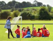 8 September 2019; A young Manulla FC supporter watches the players as they warm-up prior to the FAI Women’s Intermediate Shield Final match between Manulla FC and Whitehall Rangers at Mullingar Athletic FC in Mullingar, Co. Westmeath. Photo by Seb Daly/Sportsfile