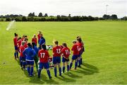 8 September 2019; Manulla FC manager David McDonnell talks to his players prior to the FAI Women’s Intermediate Shield Final match between Manulla FC and Whitehall Rangers at Mullingar Athletic FC in Mullingar, Co. Westmeath. Photo by Seb Daly/Sportsfile