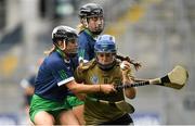 8 September 2019; Jackie Horgan of Kerry is tackled by Yvonne Lee of Limerick during the Liberty Insurance All-Ireland Premier Junior Camogie Championship Final match between Kerry and Limerick at Croke Park in Dublin. Photo by Ramsey Cardy/Sportsfile