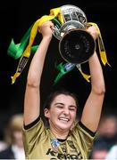 8 September 2019; Kerry captain Niamh Leen lifts the Kathleen Mills Cup after the Liberty Insurance All-Ireland Premier Junior Camogie Championship Final match between Kerry and Limerick at Croke Park in Dublin. Photo by Piaras Ó Mídheach/Sportsfile