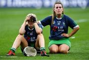 8 September 2019; Limerick players Rebecca Noonan, left, and Brenda O'Keefe look on during the cup presentation to Kerry after the Liberty Insurance All-Ireland Premier Junior Camogie Championship Final match between Kerry and Limerick at Croke Park in Dublin. Photo by Piaras Ó Mídheach/Sportsfile