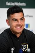8 September 2019; John Egan during a Republic of Ireland press conference at the FAI National Training Centre in Abbotstown, Dublin. Photo by Stephen McCarthy/Sportsfile
