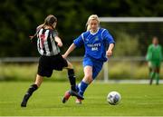 8 September 2019; Laura Regan of Manulla FC in action against Leah Farrell of Whitehall Rangers during the FAI Women’s Intermediate Shield Final match between Manulla FC and Whitehall Rangers at Mullingar Athletic FC in Mullingar, Co. Westmeath. Photo by Seb Daly/Sportsfile