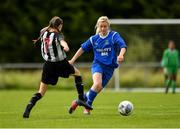 8 September 2019; Laura Regan of Manulla FC in action against Leah Farrell of Whitehall Rangers during the FAI Women’s Intermediate Shield Final match between Manulla FC and Whitehall Rangers at Mullingar Athletic FC in Mullingar, Co. Westmeath. Photo by Seb Daly/Sportsfile