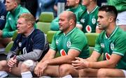 7 September 2019; Ireland players, from left, Keith Earls, Rory Best and Conor Murray watch from the bench during the Guinness Summer Series match between Ireland and Wales at Aviva Stadium in Dublin. Photo by Brendan Moran/Sportsfile
