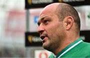 7 September 2019; Ireland captrain Rory Best is interviewed after the Guinness Summer Series match between Ireland and Wales at Aviva Stadium in Dublin. Photo by Brendan Moran/Sportsfile