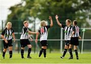 8 September 2019; Charlie Graham of Whitehall Rangers, centre, is congratulated by team-mates after scoring her side's first goal during the FAI Women’s Intermediate Shield Final match between Manulla FC and Whitehall Rangers at Mullingar Athletic FC in Mullingar, Co. Westmeath. Photo by Seb Daly/Sportsfile