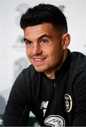 8 September 2019; John Egan during a Republic of Ireland press conference at the FAI National Training Centre in Abbotstown, Dublin. Photo by Stephen McCarthy/Sportsfile