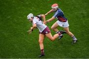 8 September 2019; Dervla Higgins of Galway in action against Muireann Scally of Westmeath during the Liberty Insurance All-Ireland Intermediate Camogie Championship Final match between Galway and Westmeath at Croke Park in Dublin. Photo by Ramsey Cardy/Sportsfile