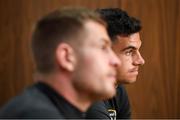 8 September 2019; John Egan, right, and James Collins during a Republic of Ireland press conference at the FAI National Training Centre in Abbotstown, Dublin. Photo by Stephen McCarthy/Sportsfile