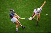 8 September 2019; Mairead McCormack of Westmeath in action against Dervla Higgins of Galway during the Liberty Insurance All-Ireland Intermediate Camogie Championship Final match between Galway and Westmeath at Croke Park in Dublin. Photo by Ramsey Cardy/Sportsfile