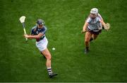 8 September 2019; Mairead McCormack of Westmeath in action against Dervla Higgins of Galway during the Liberty Insurance All-Ireland Intermediate Camogie Championship Final match between Galway and Westmeath at Croke Park in Dublin. Photo by Ramsey Cardy/Sportsfile